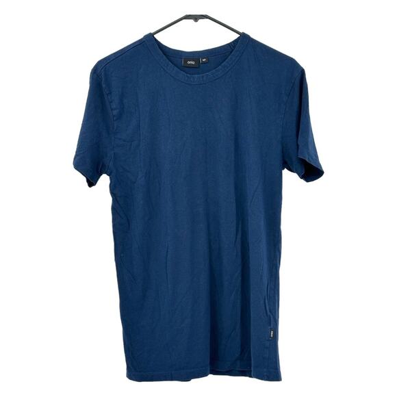 Onia Shirt Mens Small Navy Short‎ Sleeves Crew Cotton Palm Tree Graphic Tropical - Picture 1 of 6